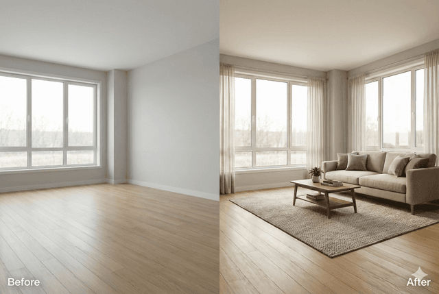 Before and after staging comparison